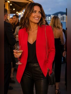 BCBGeneration Vibrant Red Open-Front Blazer